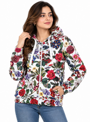Women Floral Printed Zip-Up Hoodie | Premium Casual Hoodie