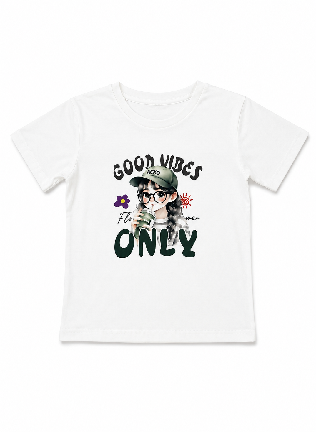 Girls’ Good Vibes Graphic T-Shirt – White