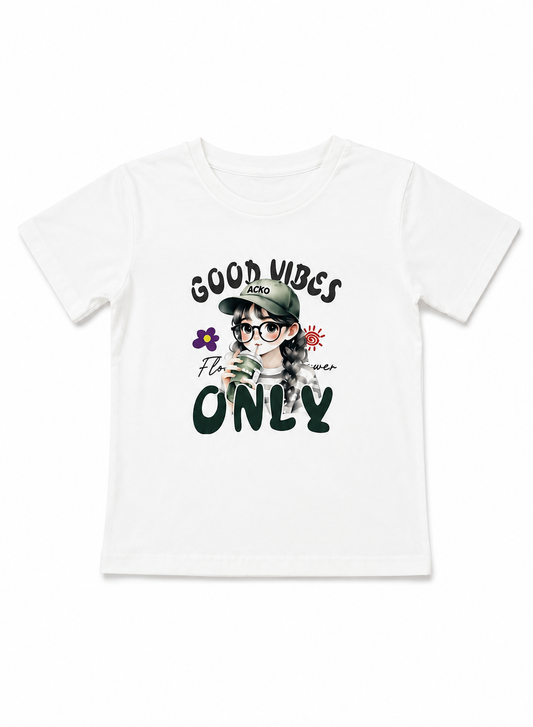 Girls’ Good Vibes Graphic T-Shirt – White