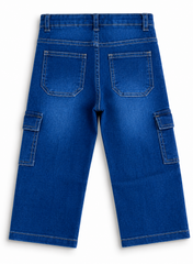 Boys Baggy Cargo Jeans – Dark Blue Denim