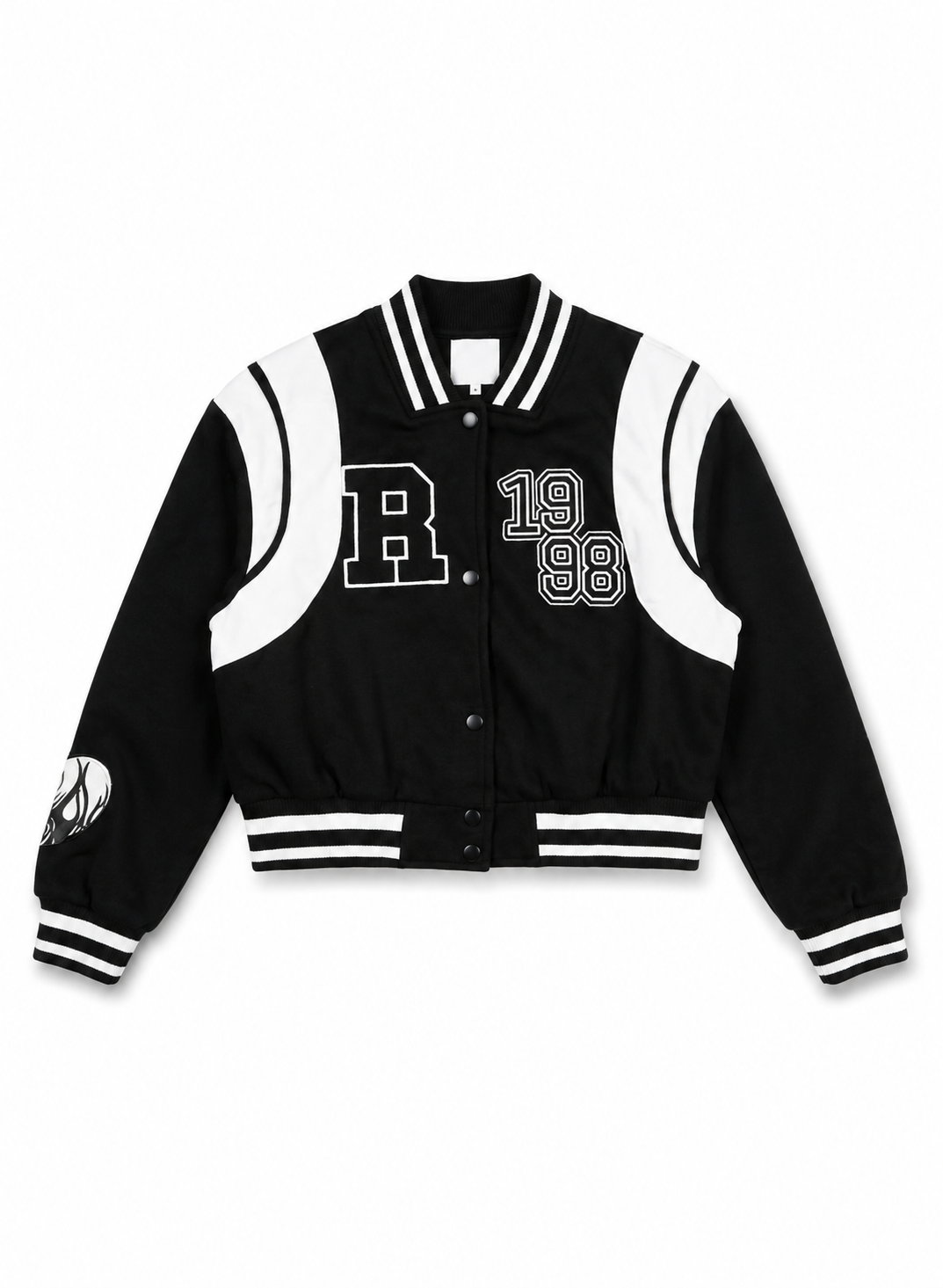 Women’s Black & White Varsity Bomber Jacket