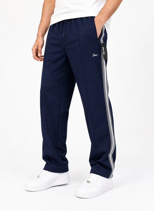 Men's Navy Baggy Trousers with Side Stripes – Relaxed Fit