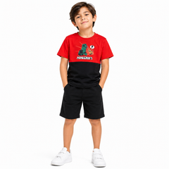 Boys Minecraft Graphic T-Shirt – Premium Cotton Gaming Tee | Red & Black
