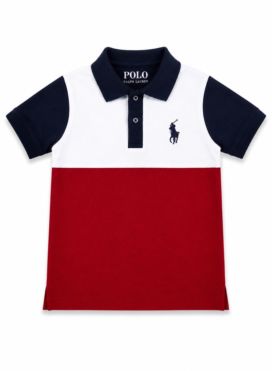 Kids Boys Color Block Polo Shirt – Red, White & Navy