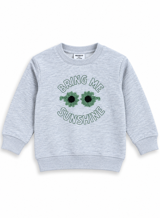 Girls Light Grey “Bring Me Sunshine” Embroidered Sweatshirt