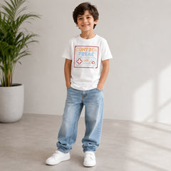 Boys Control Freak Graphic T-Shirt – Gamer Cotton Tee | White
