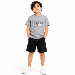 Kids Boys Super Gamer Graphic T-Shirt – Grey
