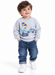Boys Grey “EPIC TEAM” Construction Graphic Sweatshirt