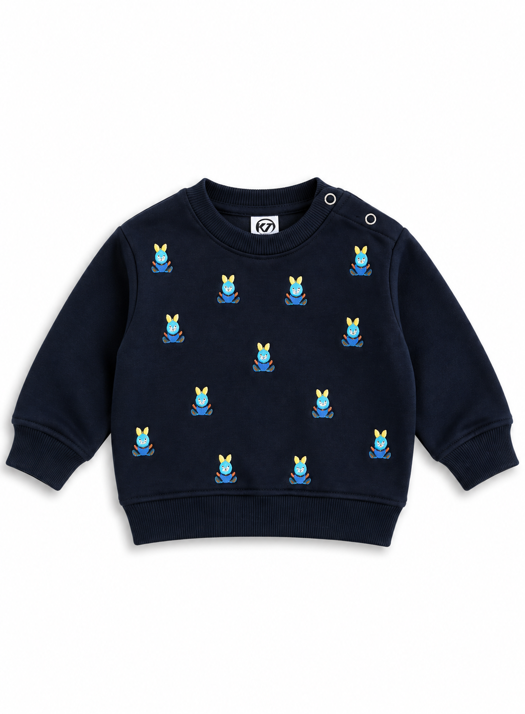 Boys Navy Blue Embroidered Bunny Sweatshirt