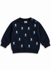 Boys Navy Blue Embroidered Bunny Sweatshirt