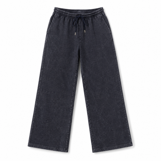 Men’s Washed Black Wide Leg Lounge Trousers