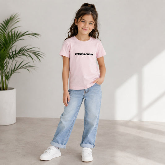 Girls Light Pink Printed Cotton T-Shirt – Soft Casual Summer Tee