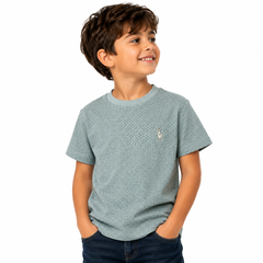 Boys Textured Crew Neck T-Shirt – Sage Green