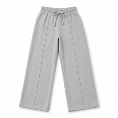 Men’s Ribbed Wide Leg Lounge Trousers – Light Grey