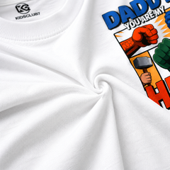 Kids "Daddy, You Are My Hero" Graphic T-Shirt – White