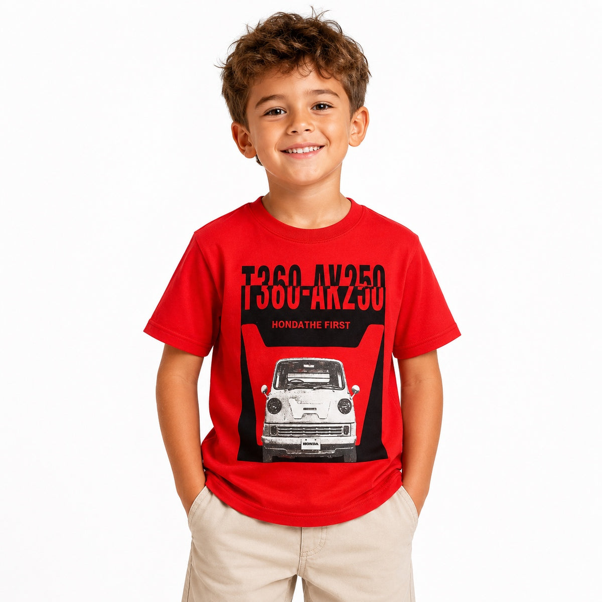 Boys Vintage Car Graphic T-Shirt – Red