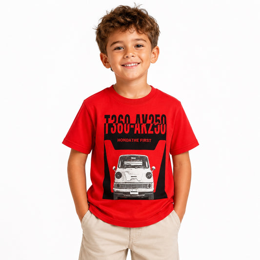 Boys Vintage Car Graphic T-Shirt – Red