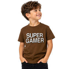 Boys Super Gamer Graphic T-Shirt – Brown