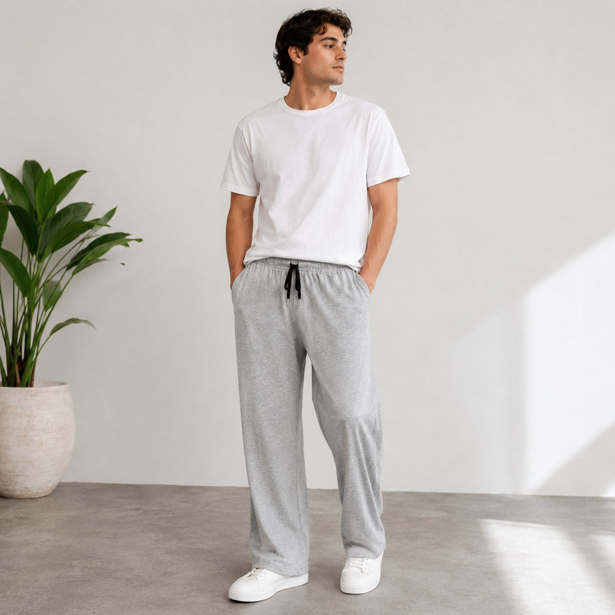 Men’s Light Grey Open Bottom Lounge Trouser