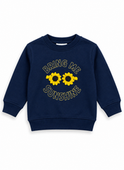 Girls Navy Blue “Bring Me Sunshine” Embroidered Sweatshirt