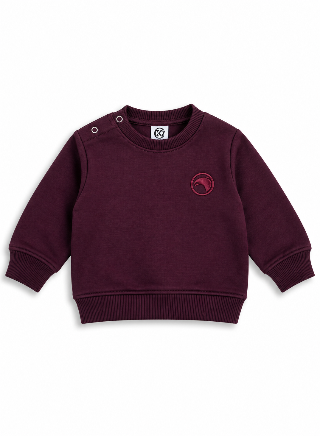 Boys Embroidered Crew Neck Sweatshirt – Burgundy