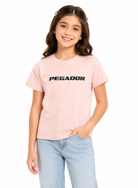 Girls Light Pink Printed Cotton T-Shirt – Soft Casual Summer Tee