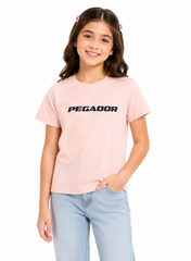 Girls Light Pink Printed Cotton T-Shirt – Soft Casual Summer Tee