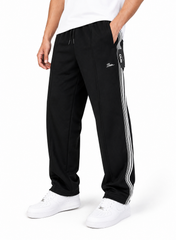 Men's Black Baggy Trousers with Side Stripes – Relaxed Fit