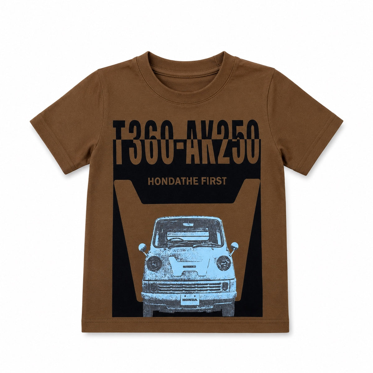 Kids Boys Vintage Car Graphic T-Shirt – Brown Casual Tee