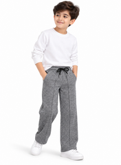 Boys Grey Wide-Leg Trousers | Textured Casual