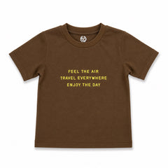 Boys Adventure Quote T-Shirt – Brown