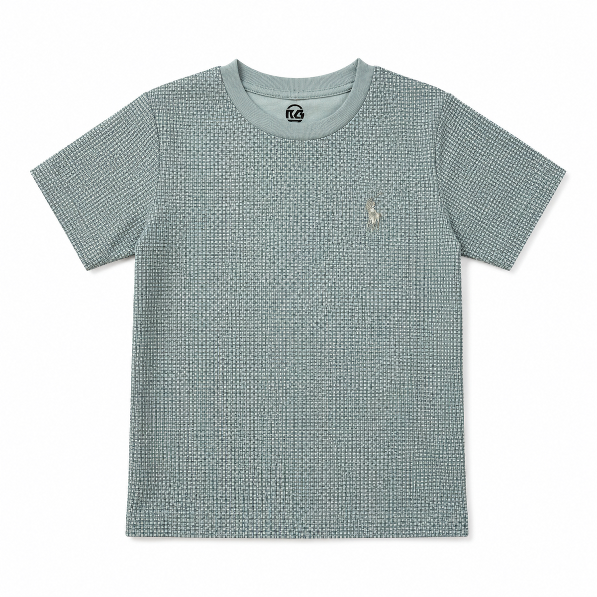 Boys Textured Crew Neck T-Shirt – Sage Green