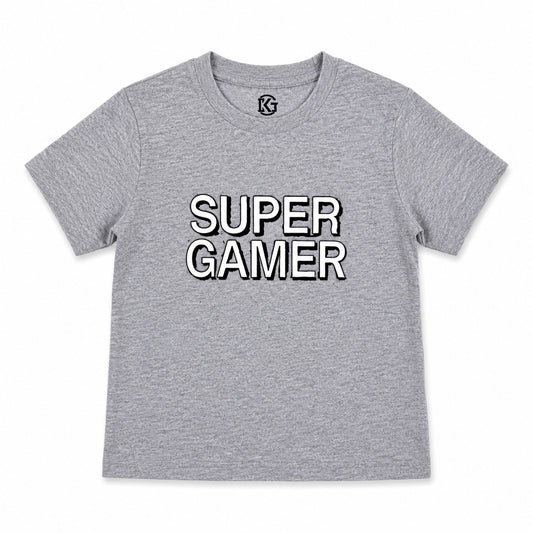 Kids Boys Super Gamer Graphic T-Shirt – Grey