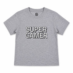 Kids Boys Super Gamer Graphic T-Shirt – Grey