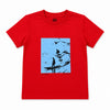Boys Red Surf Graphic T-Shirt – Premium Cotton Summer Tee