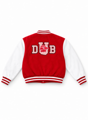 Women Red & White Varsity Jacket | Stylish Baseball Jacket
