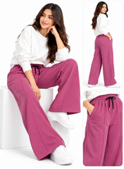 Women’s Ribbed Wide-Leg Trousers | Casual Lounge