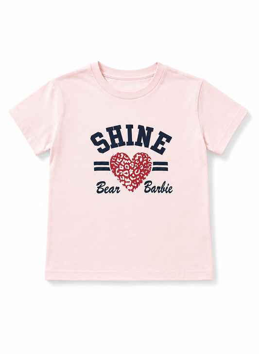 Girls Pink Shine Heart Graphic T-Shirt