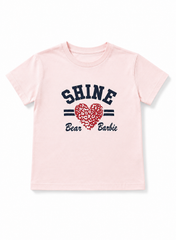 Girls Pink Shine Heart Graphic T-Shirt