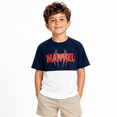 Boys Marvel Spider Graphic Color navy T-Shirt – Navy & White