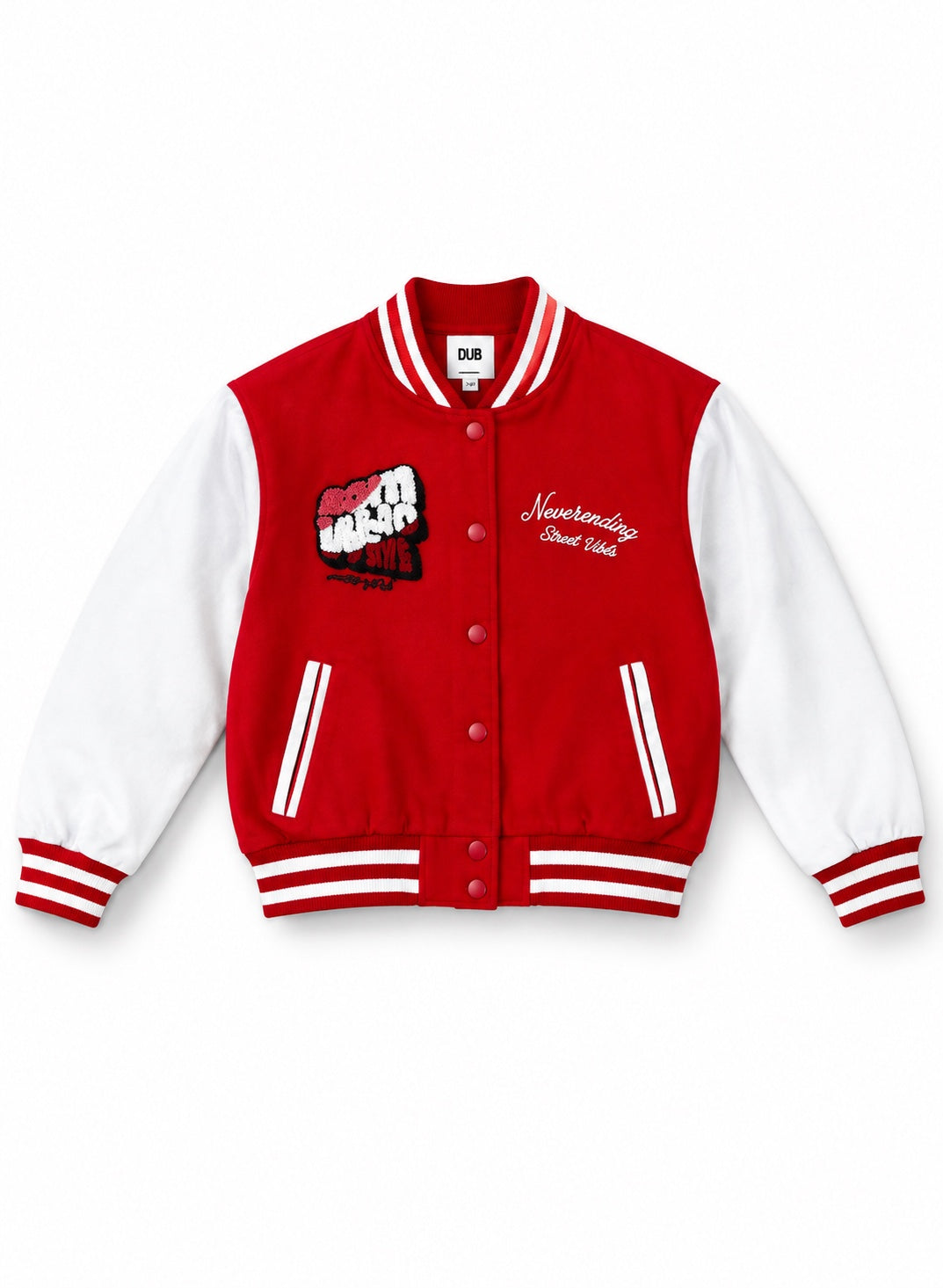 Women Red & White Varsity Jacket | Stylish Baseball Jacket