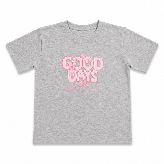 Girls "Good Days" Graphic T-Shirt – Grey Cotton Tee