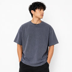 Men’s Tyler Distressed Acid Wash Oversized T-Shirt – Charcoal Grey