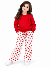 Girls Floral Wide-Leg Trouser | Red Daisy Print