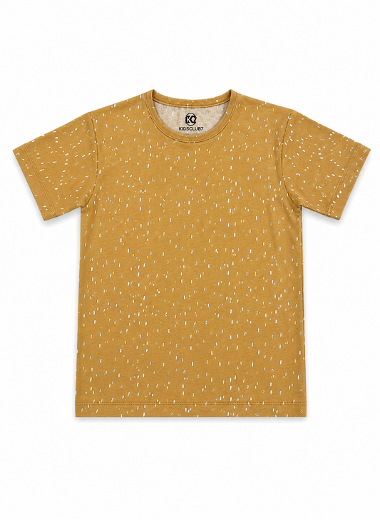 Girls Mustard Printed Cotton T-Shirt  Soft Single Jersey