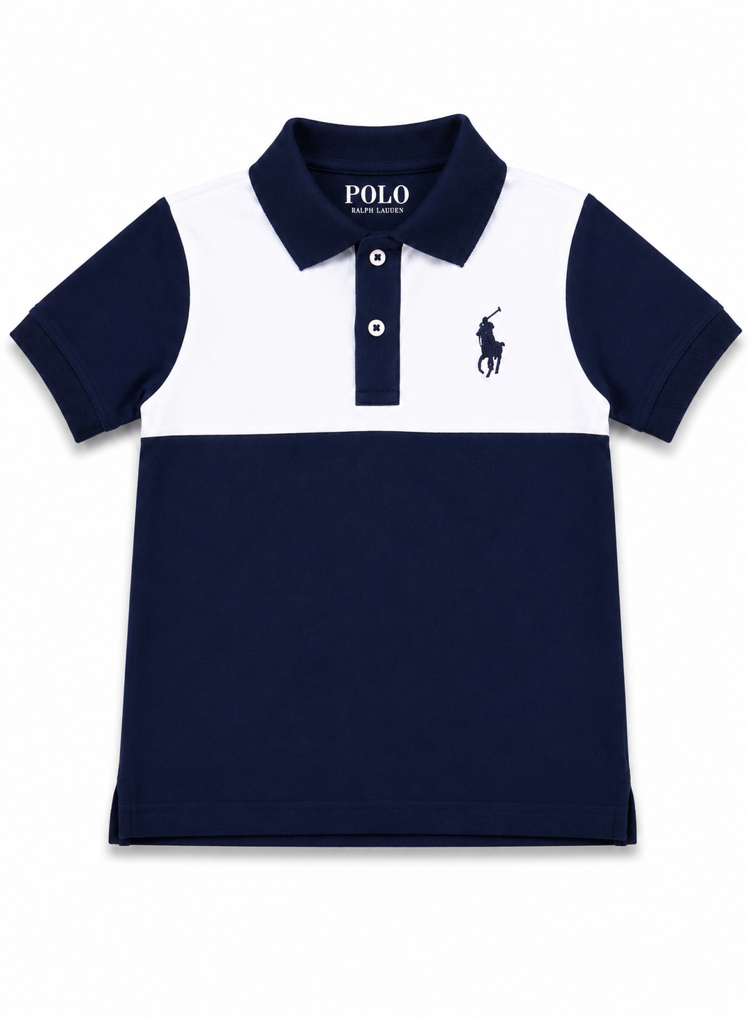 Boys Navy & White Color Block Polo Shirt