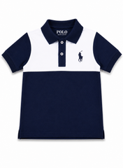 Boys Navy & White Color Block Polo Shirt