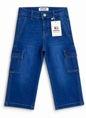 Boys Baggy Cargo Jeans – Dark Blue Denim