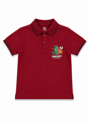 Kids Minecraft Polo Shirt – Maroon | Premium Cotton