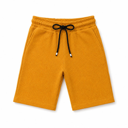 Boys Mustard Waffle Knit Summer Shorts